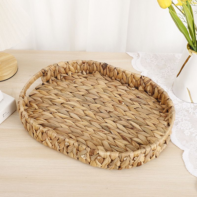 طقم باسكت خوص 3 قطع بمقاسات مختلفة لحمل وتنظيم ادوات العناية بالبشرة والشعر وقطع الديكور بيد