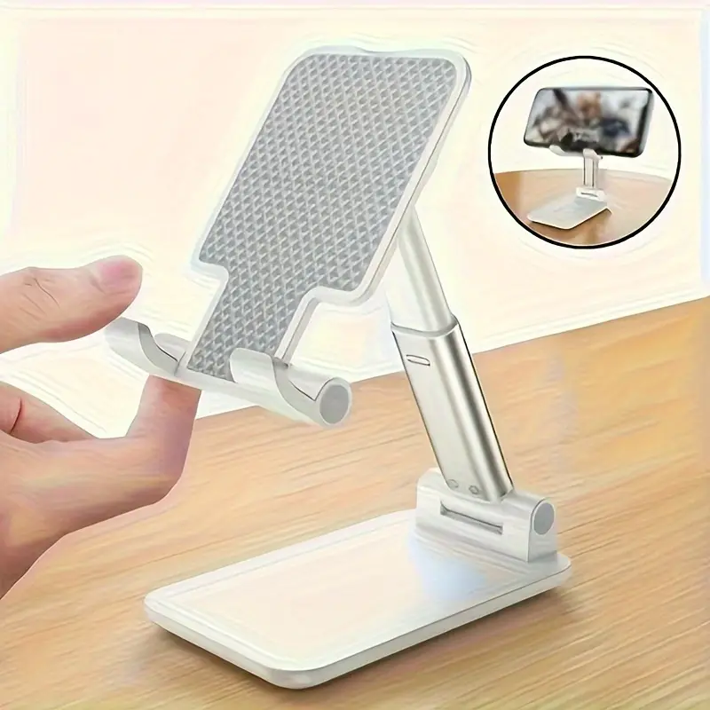 حامل موبايل للمكتب قابل للطي بزاوية ارتفاع قابلة للتعديل وقاعدة مانعة للانزلاق مناسب لجميع الموبايلات