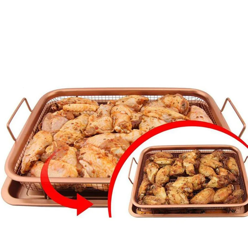 صينية التحمير بدون زيت في الفرن بمصفاة شبكية غير قابلة للالتصاق لعمل اكل صحي