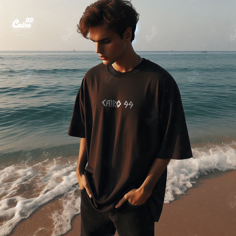 Colorful Skull تيشيرت اوفر سايز قطن باللون الاسود