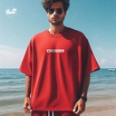 The Simpsons تيشيرت اوفر سايز قطن باللون الاحمر