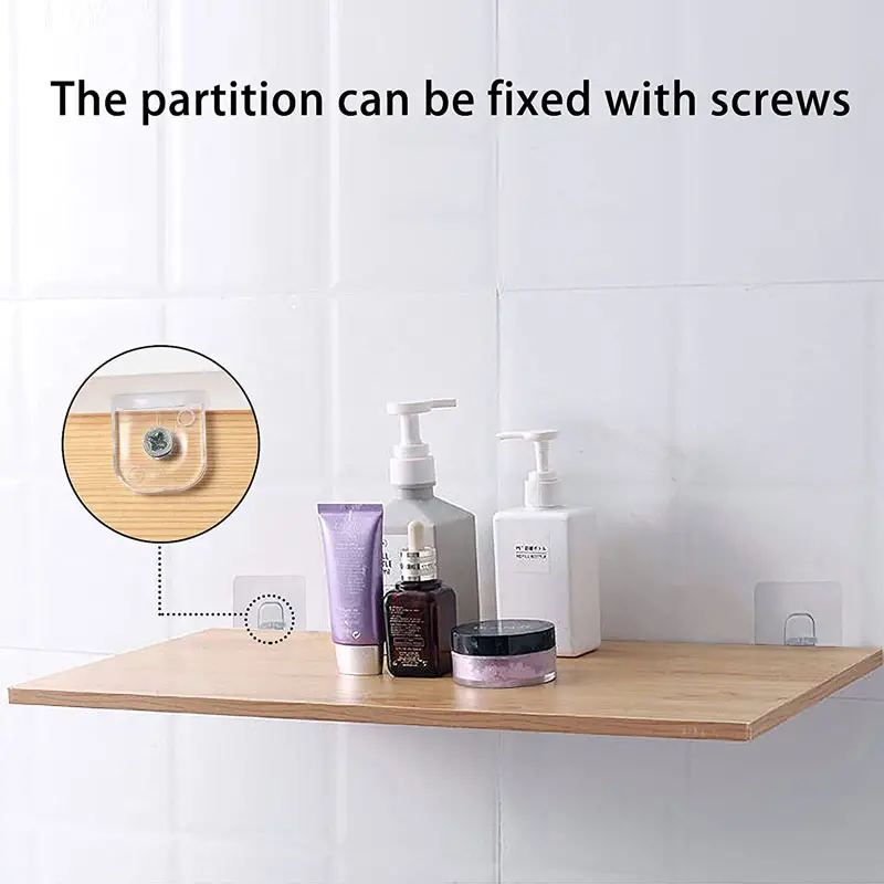 طقم هوك شفاف 4 قطع  ذاتي اللصق بديل للمسامير لتعليق الأرفف والألواح بدون حفر وتخريم