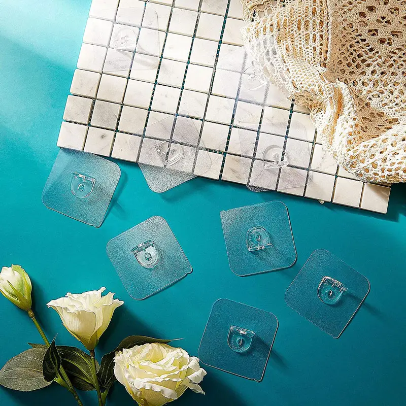 طقم هوك شفاف 4 قطع  ذاتي اللصق بديل للمسامير لتعليق الأرفف والألواح بدون حفر وتخريم