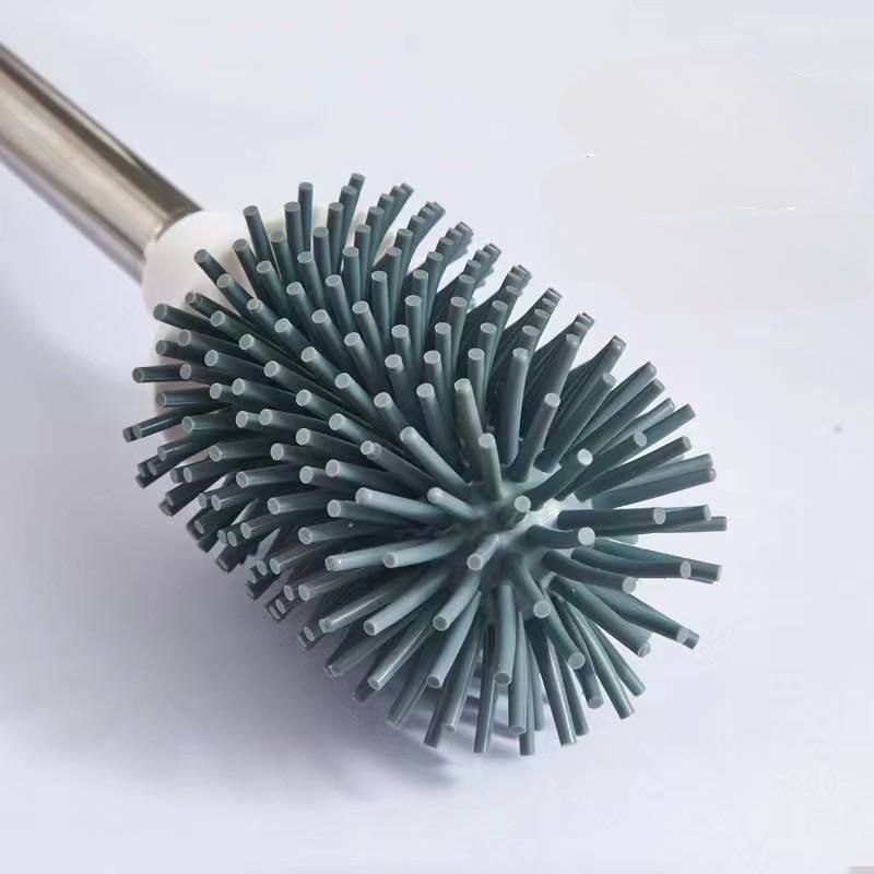 فرشاة تواليت سيليكون بقاعدة بفتحات لتصريف المياه مع لصق دبل فيس لتعليقه بسهولة