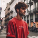 Believe In A Better Worldتيشيرت اوفر سايز قطن باللون الاحمر