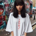 Red Rose تيشيرت اوفر سايز قطن باللون الابيض