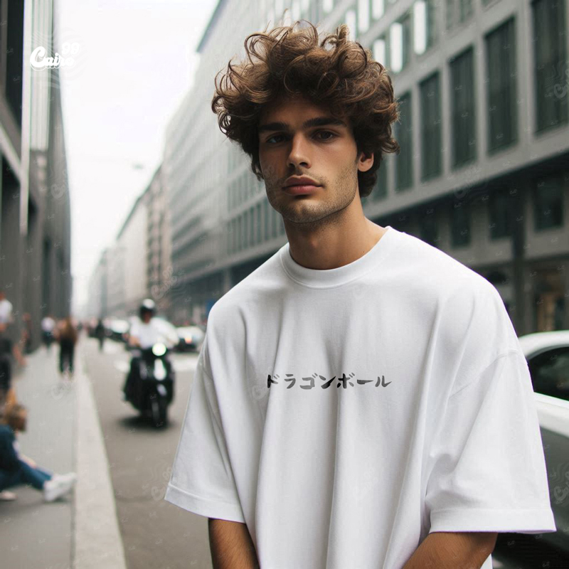 Dragon Ball تيشيرت اوفر سايز قطن باللون الابيض