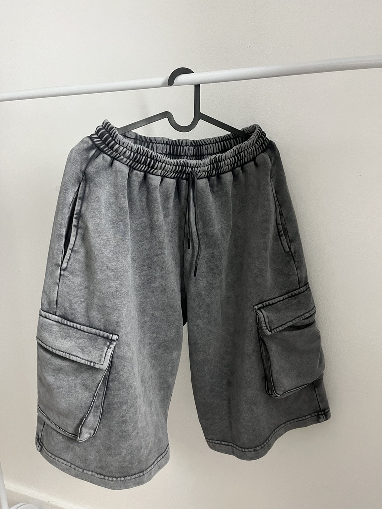 شورت اوفر سايز قطن باللون الرمادي للرجال