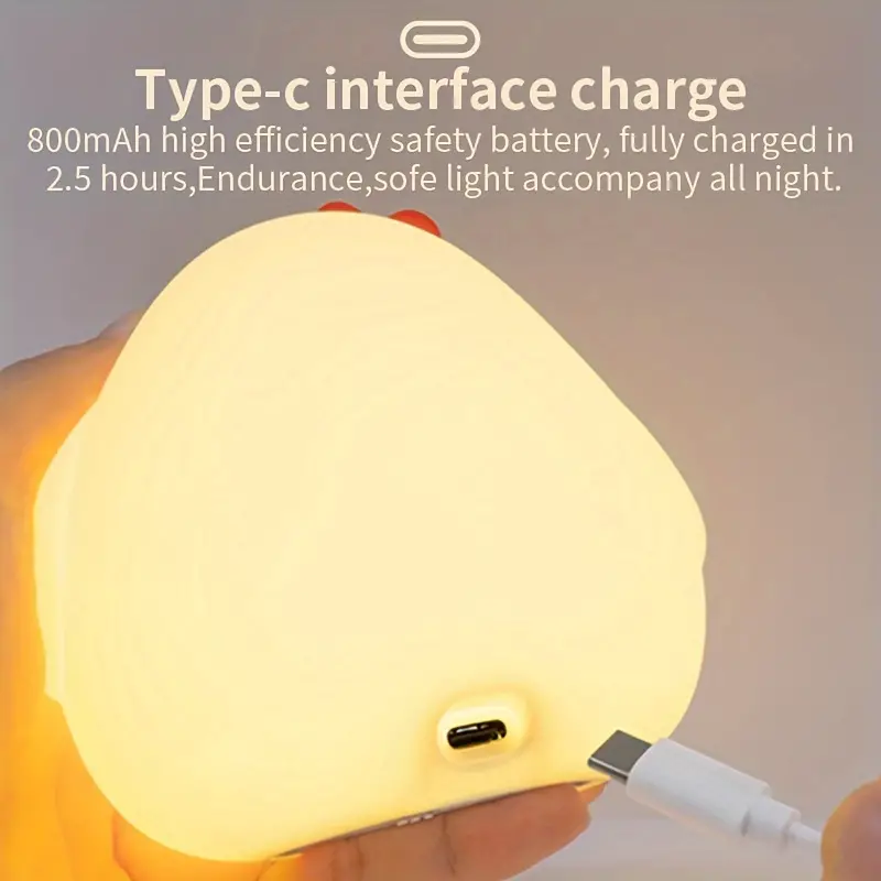 وناسة تاتش شكل دجاجة باضاءة ابيض وورم سيليكون غير قابل للكسر