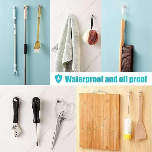طقم هوك 4 قطع شفاف بديل للمسامير لتعليق أدوات الحمام والمطبخ