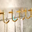 شماعة حوائط اكليريك بلزق دبل فيس ب 6 هوك جولد لتعليق الملابس والأدوات