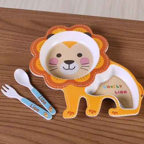 طقم طعام للاطفال 5 قطع شكل اسد