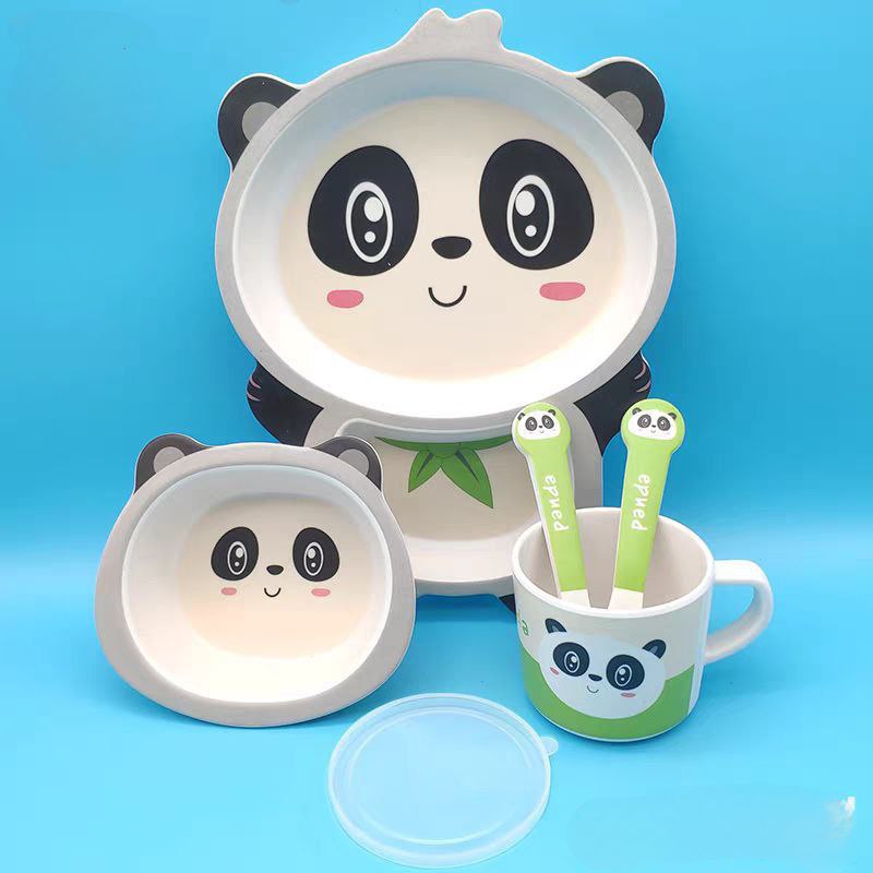 طقم طعام للاطفال شكل باندا 5 قطع
