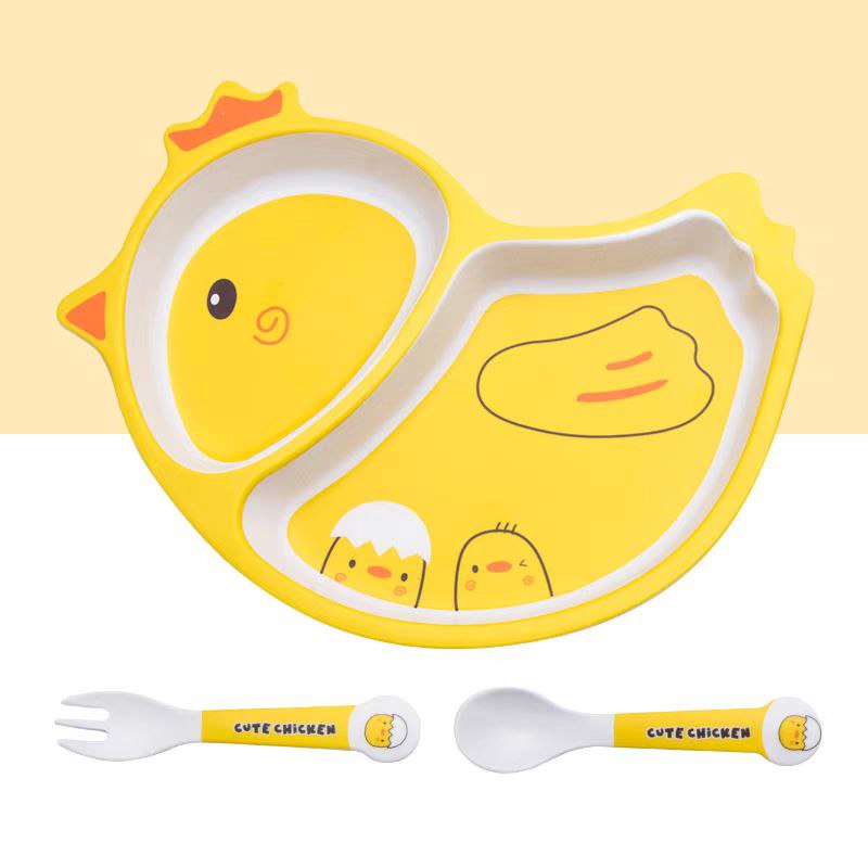 طقم طعام للاطفال شكل بطة لطيفة 5 قطع
