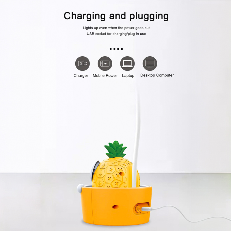 وناسة مكتب علي شكل جزرة بثلاث درجات اضاء قابل لإعادة الشحن بيو اس بي