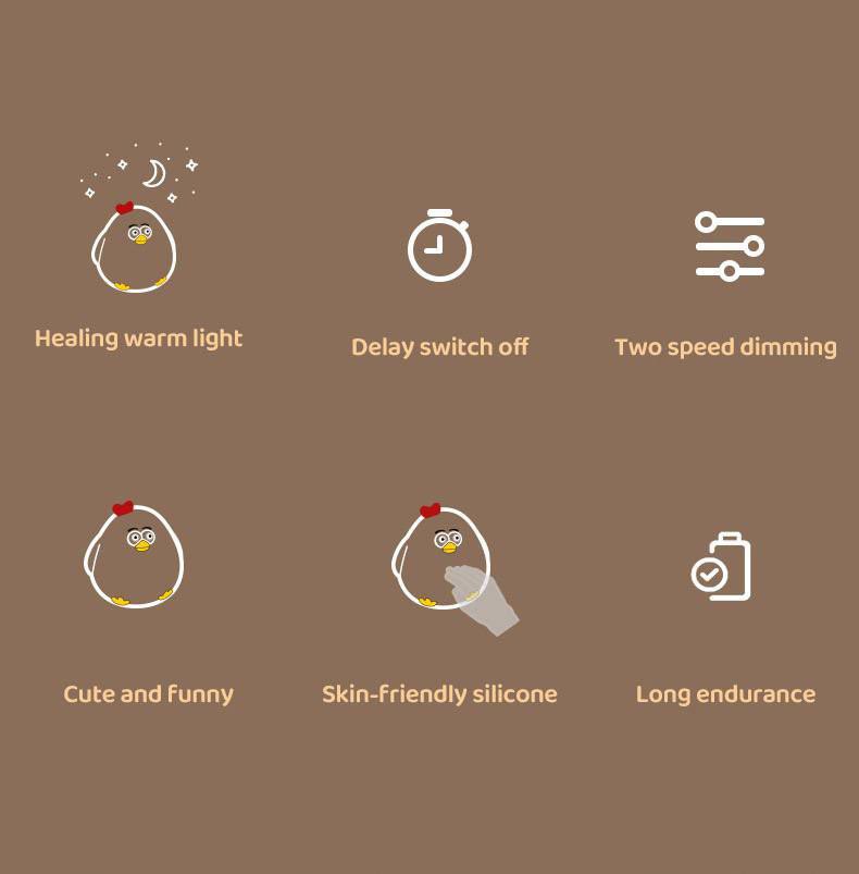 وناسة تاتش شكل دجاجة باضاءة ابيض وورم سيليكون غير قابل للكسر