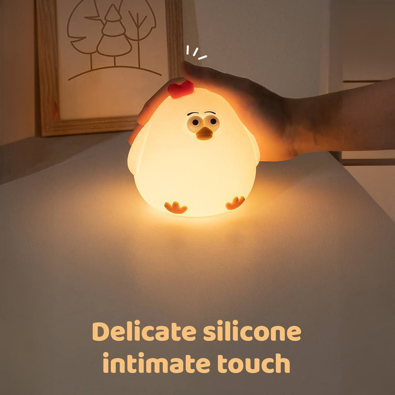 وناسة تاتش شكل دجاجة باضاءة ابيض وورم سيليكون غير قابل للكسر