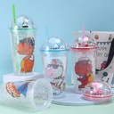 مج اكليريك 500 مللي بشاليموه مناسب للمشروبات المثلجة مزين باشكال كرتونية