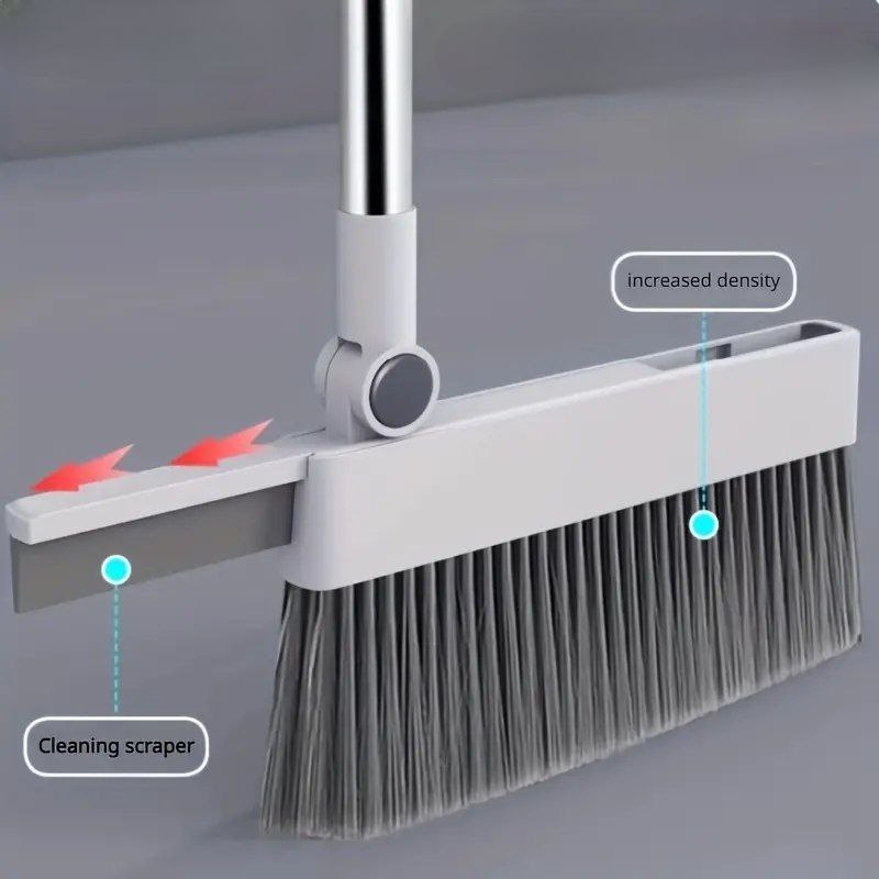 طقم تنظيف 3 في 1 مقشة وجاروف ومساحة بيد معدن دوارة قابة للطي