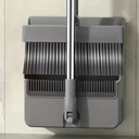 طقم تنظيف 3 في 1 مقشة وجاروف ومساحة بيد معدن دوارة قابة للطي