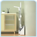 طقم تنظيف 3 في 1 مقشة وجاروف ومساحة بيد معدن دوارة قابة للطي