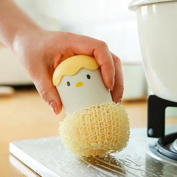 ليفة مواعين بحامل شكل كتكوت لتنظيف الاطباق