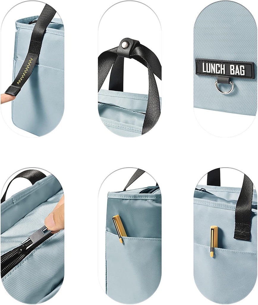 شنطة لانش بوكس حرارية 2 جيب بيد لحفظ الطعام والمشروبات مقاس 22 سم