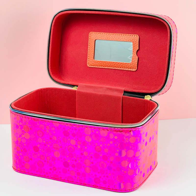 شنط ميكاب لتنظيم أدوات التجميل 3 قطع  تصميم أنيق باللون الفوشيا