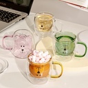 مج زجاج دبل شكل دبدوب 250 ملي لشرب النسكافيه والكابتشينو