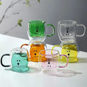 مج زجاج دبل شكل دبدوب 250 ملي لشرب النسكافيه والكابتشينو