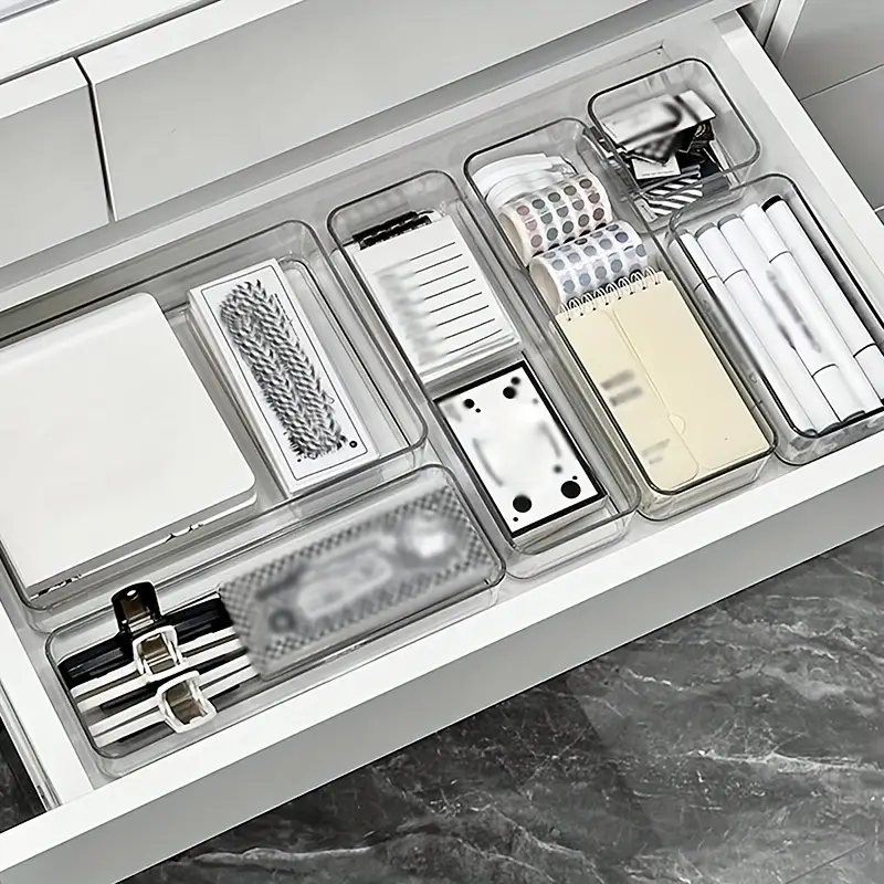 مجموعة منظمات ادراج اكليريك شفافة 9 قطع بمقاسات مختلفة