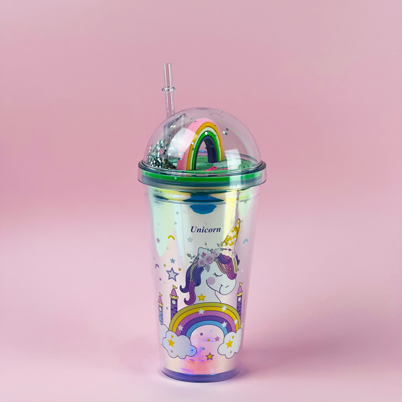 مج اكليريك 400 مللي بشاليموه مناسب للمشروبات المثلجة مزين باشكال كرتونية