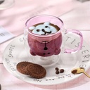 مج زجاج دبل شكل دبدوب 250 ملي لشرب النسكافيه والكابتشينو