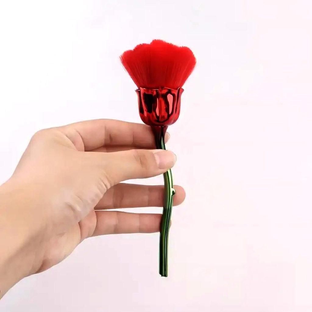 فرشة مكياج ناعمة ولطيفة علي البشرة شكل وردة مجسم