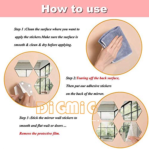 طقم مرايات استيكر 12 قطعة سداسية الشكل لتجديد ديكور المنزل