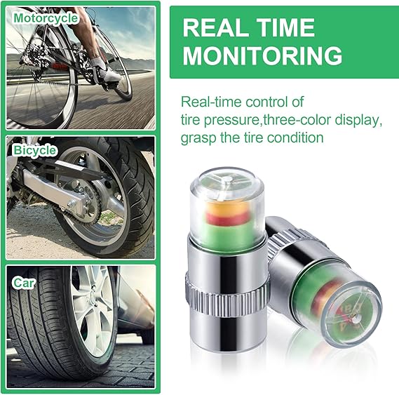 مستشعر ضغط هواء اطارات السيارات والدراجات النارية والاسكوتر 4 قطع