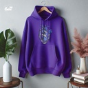 Blue Heart هودي اوفر سايز قطن للنساء باللون الموف