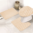 طقم دواسات حمام 3 قطع من القطيفة باللون البيج - مقاس 60*40 سم