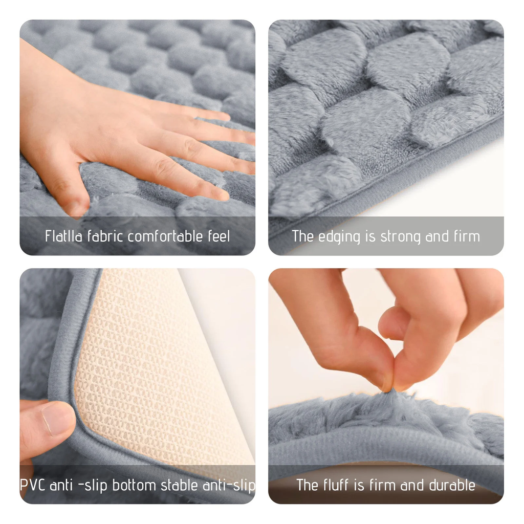 طقم دواسات حمام مقاس 60 *40 باللون الرمادي - قطيفة