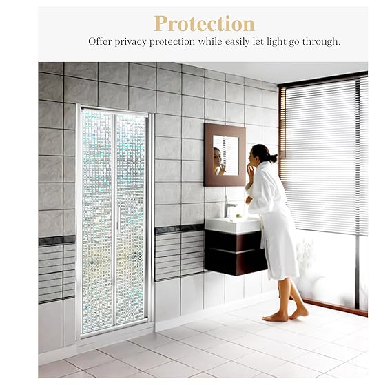 رول ستيكر لاصق لتزيين الزجاج وحماية الخصوصية عاكس للالوان 45 *200 سم