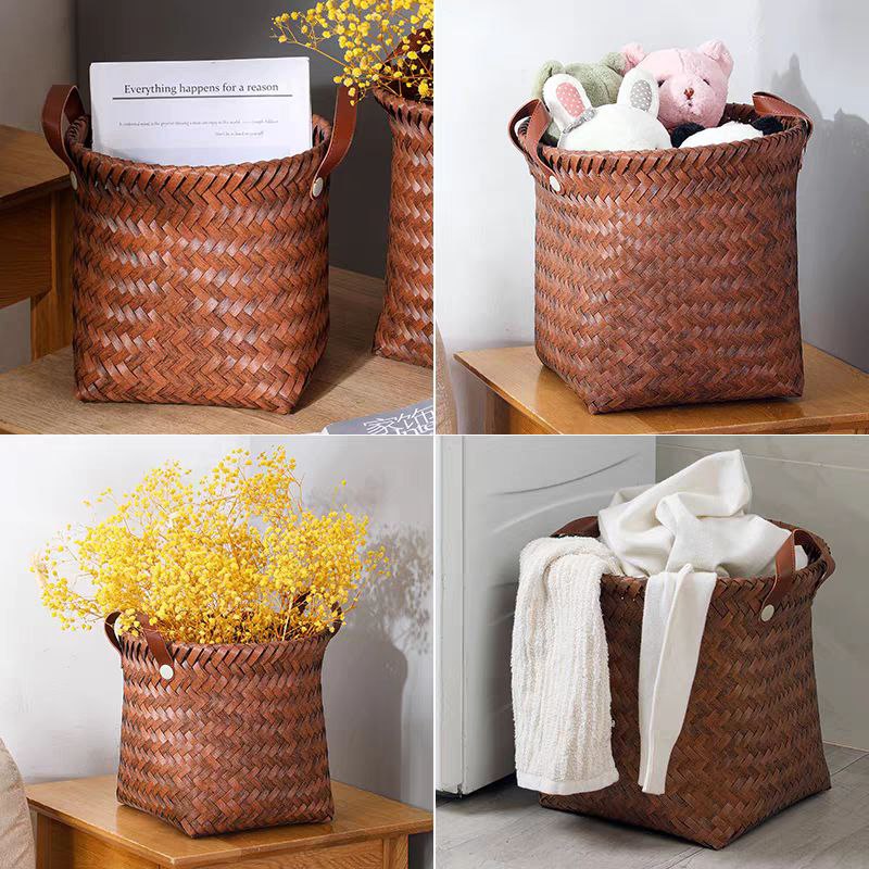 طقم باسكت تخزين 3 قطع بمقاسات مختلفة منسوج من الرتان