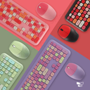 مجموعة ماوس وكيبورد وايرليس بمفاتيح دائرية ملونة لاجهزة الكمبيوتر الشخصية والمحمولة واجهزة ماك