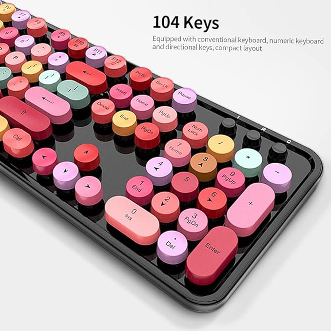 مجموعة ماوس وكيبورد وايرليس بمفاتيح دائرية ملونة لاجهزة الكمبيوتر الشخصية والمحمولة واجهزة ماك