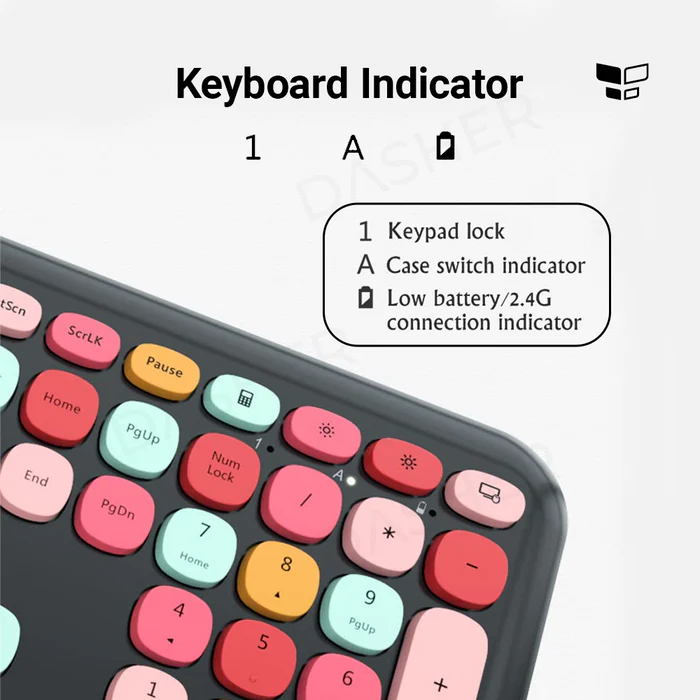 مجموعة ماوس وكيبورد وايرليس بمفاتيح دائرية ملونة لاجهزة الكمبيوتر الشخصية والمحمولة واجهزة ماك