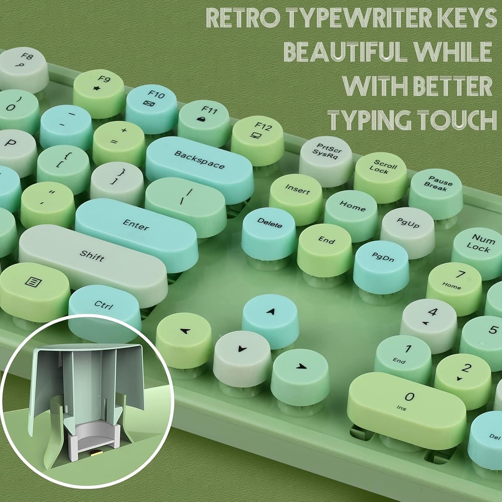 مجموعة ماوس وكيبورد وايرليس بمفاتيح دائرية ملونة لاجهزة الكمبيوتر الشخصية والمحمولة واجهزة ماك