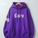 Cairo99 Needlework هودي اوفر سايز قطن للرجال باللون الموف