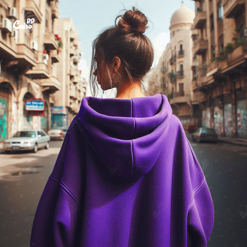 Cairo هودي اوفر سايز قطن للنساء باللون الموف