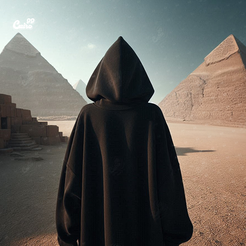 I Love You in Hieroglyphic هودي اوفر سايز قطن للنساء باللون الاسود