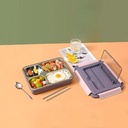 لانش بوكس مقسم الي  5 خانات بغطاء محكم وحامل الموبايل للمشاهدة الافلام أثناء الطعام
