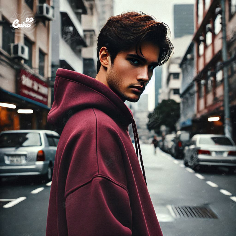 Fuck هودي اوفر سايز قطن للرجال باللون النبيتي